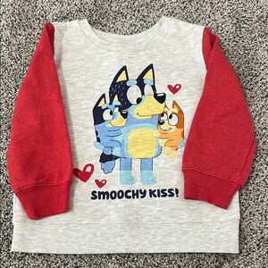 Kids Smoochy Kiss Graphic Sweatshirt - Red & Gray